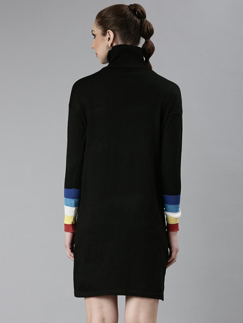 women black turtle neck bodycon dress - 20605283 - Standard Image - 2