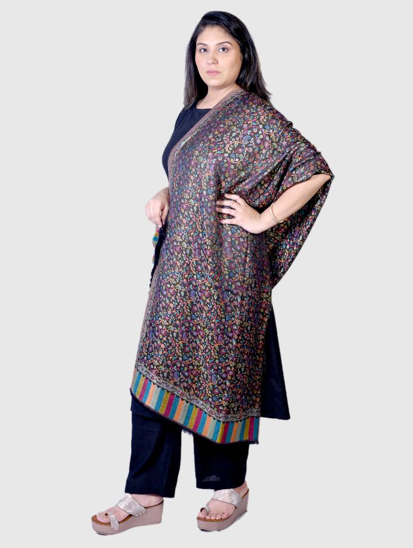 multi coloured printed wool stole