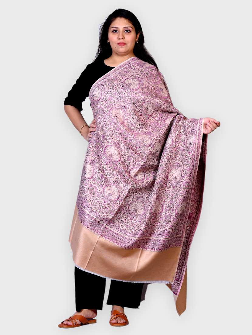 purple printed wool shawl