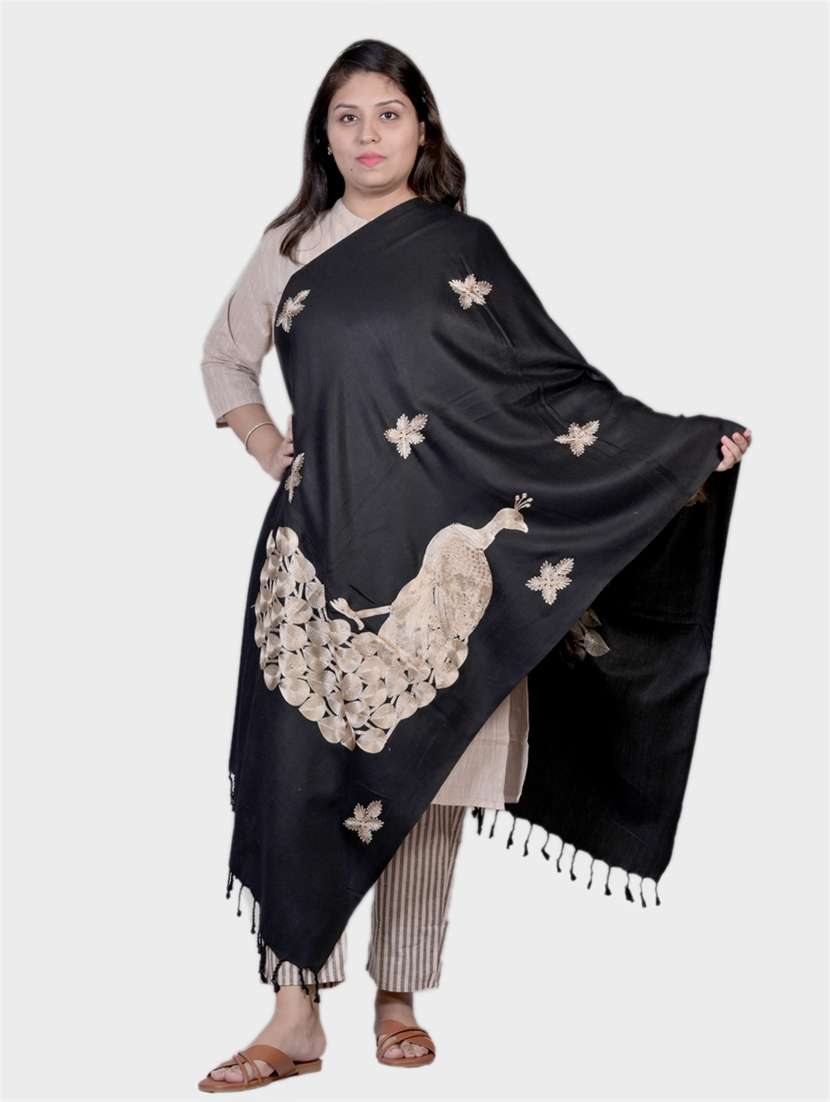 women embroidered woolen shawl