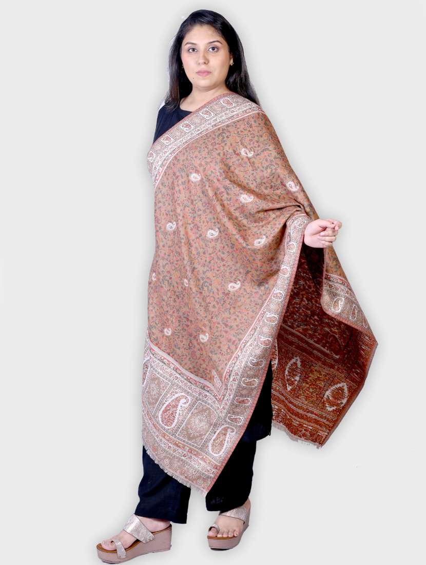 unisex multi colored printed wool shawl