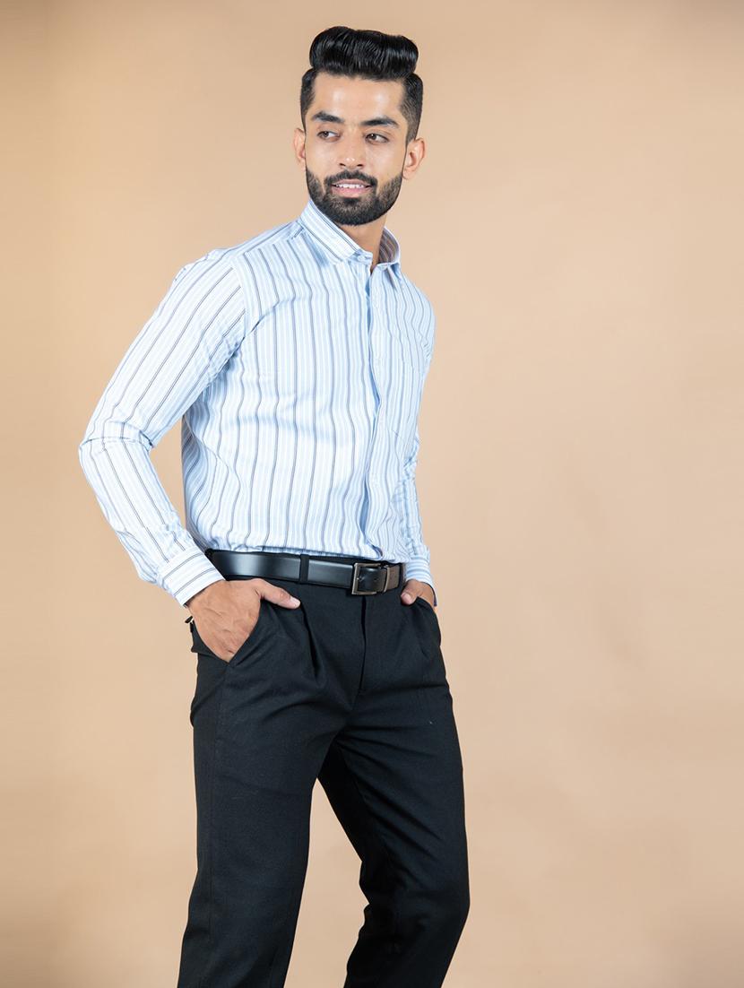 light blue striped formal shirt - 20605678 - Standard Image - 2