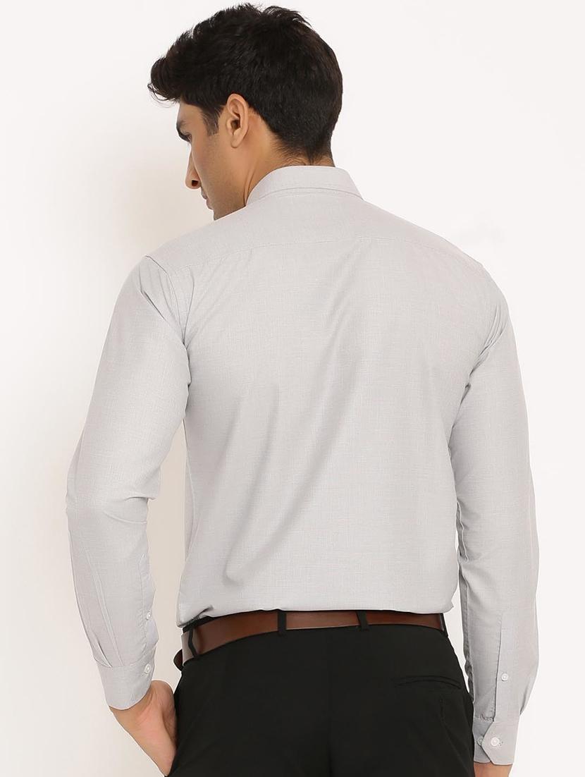 grey solid long sleeve formal shirt - 20605749 - Standard Image - 2