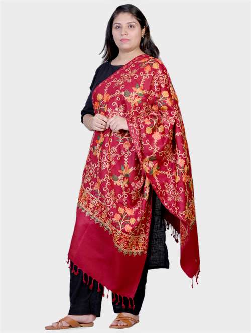 women embroidered woolen shawl - 20605954 -  Standard Image - 0