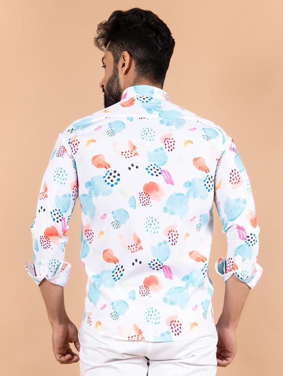 men white printed casual shirt - 20607039 - Standard Image - 2