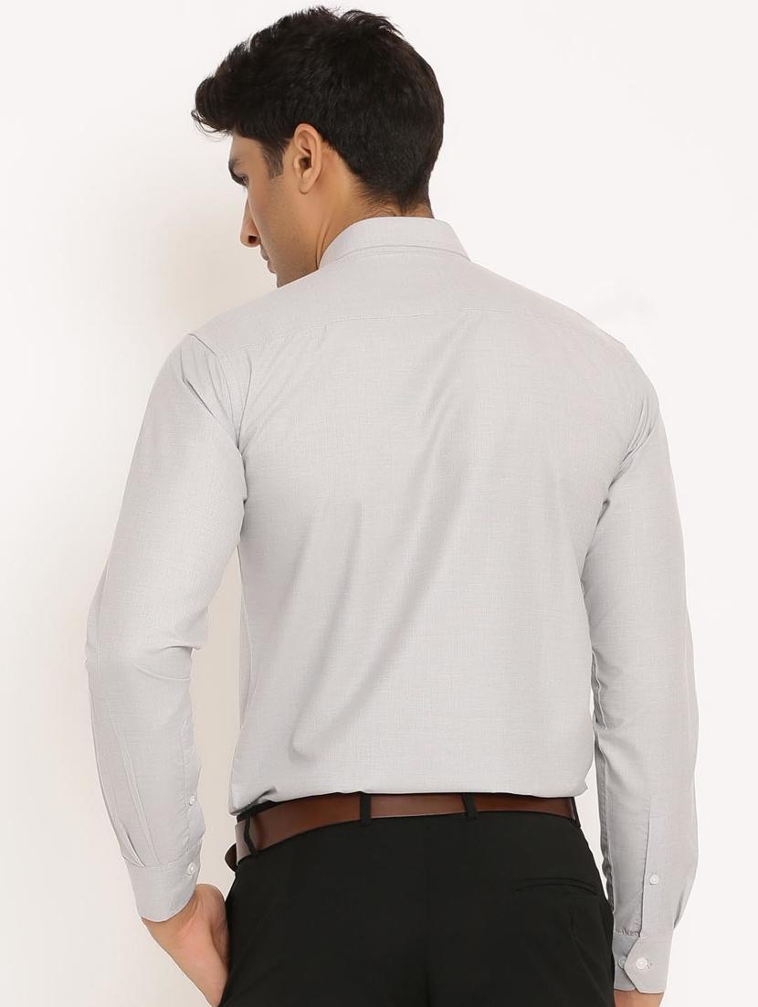 men grey solid slim fit formal shirt - 20608383 - Standard Image - 2