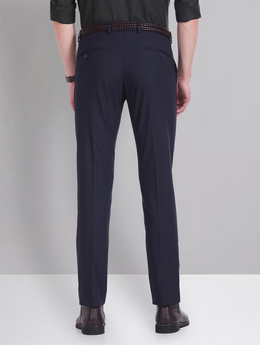 men navy blue slim fit formal trousers - 20609182 - Standard Image - 2