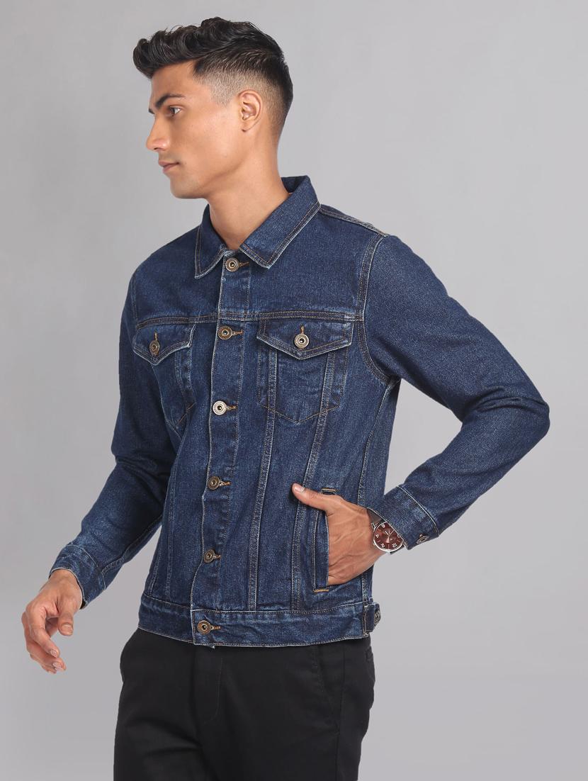 men blue detailed denim jacket - 20609188 - Standard Image - 2