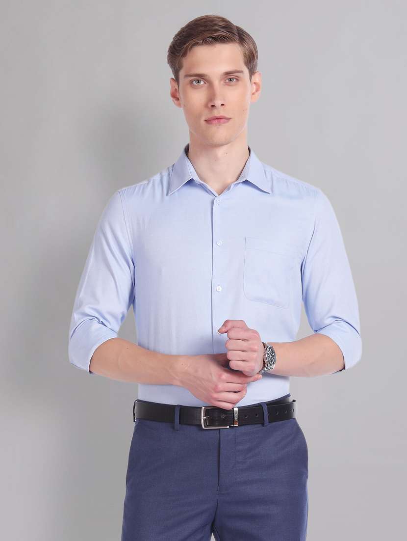 men light blue solid formal shirt