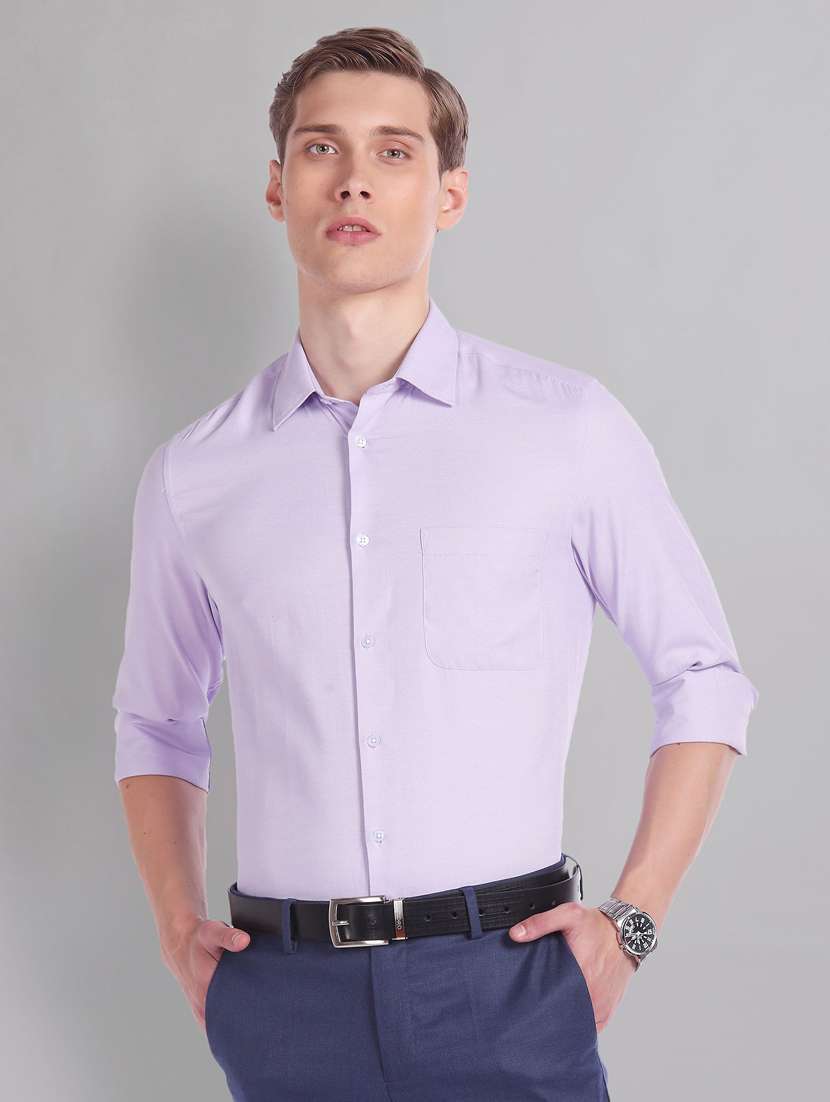 men solid purple formal shirt