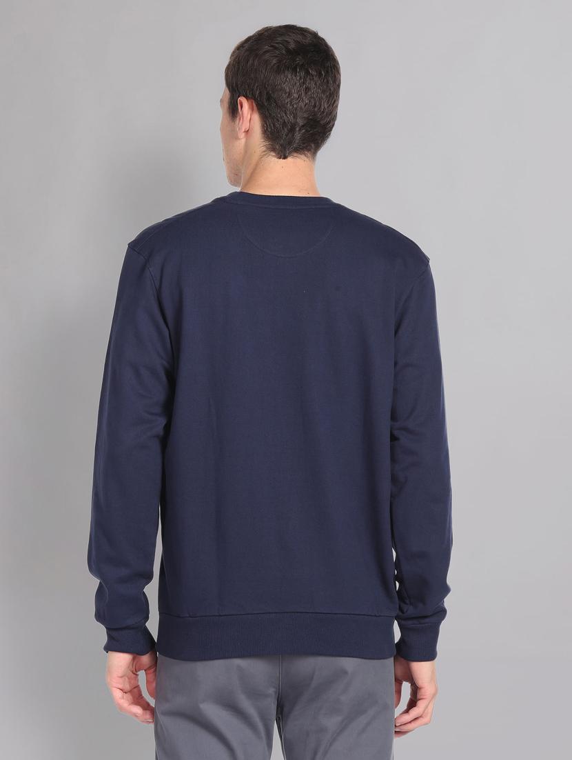men navy blue front embroidery detailed sweatshirt - 20609247 - Standard Image - 2