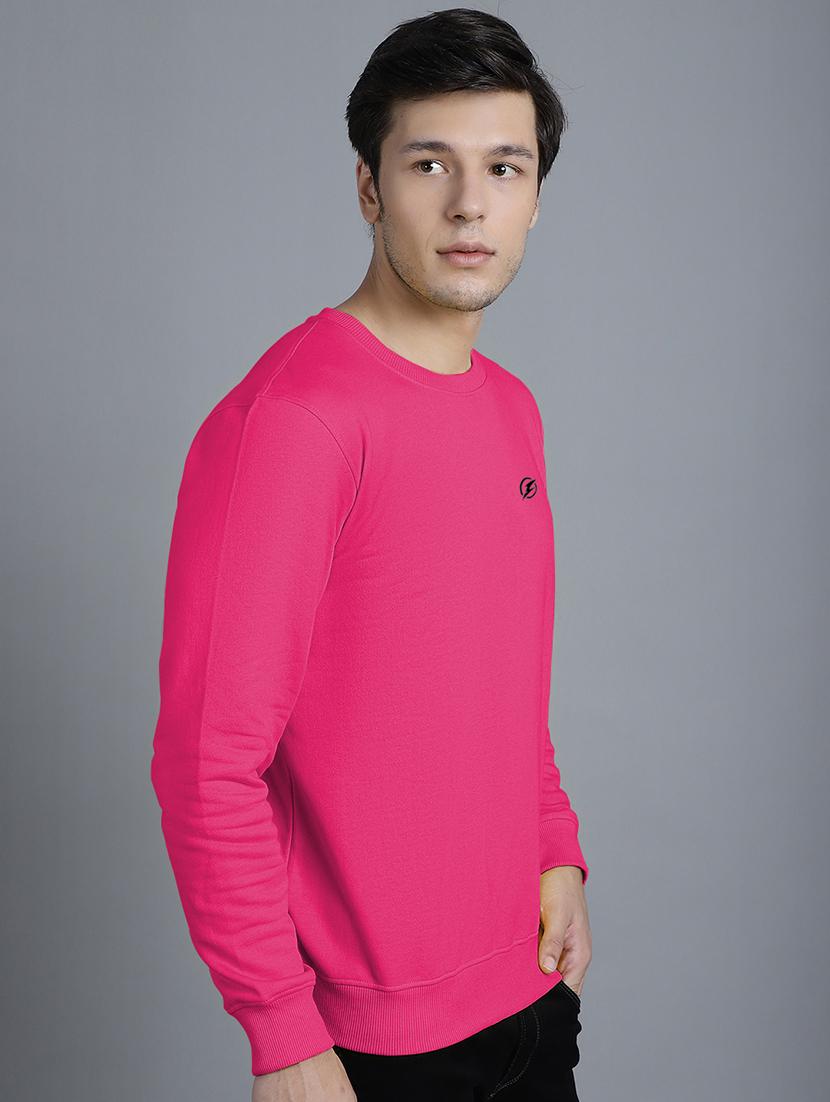 men pink logo print round neck sweatshirt - 20609252 - Standard Image - 2