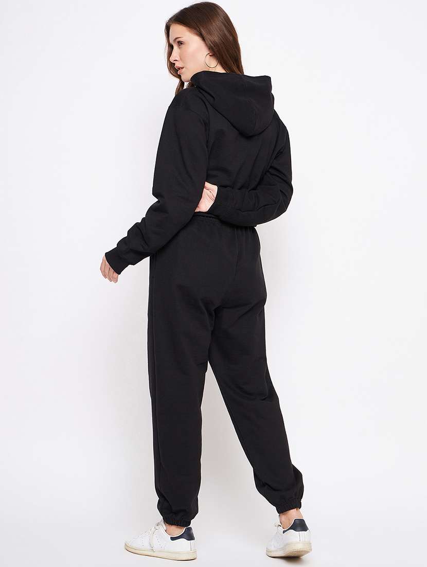 solid black hooded sweatshirt & jogger set - 20609262 - Standard Image - 2