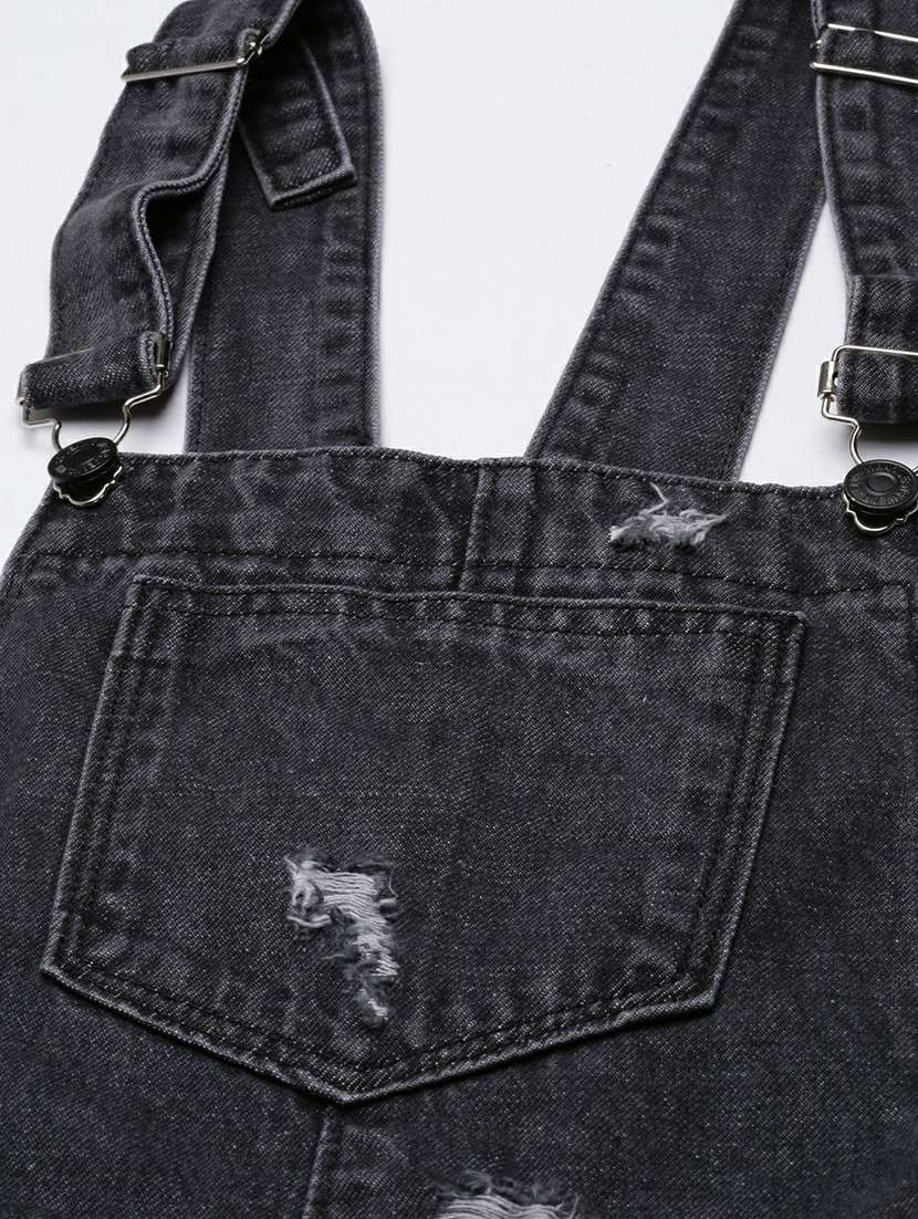 women grey denim solid dungaree - 20610308 -  Standard Image - 7