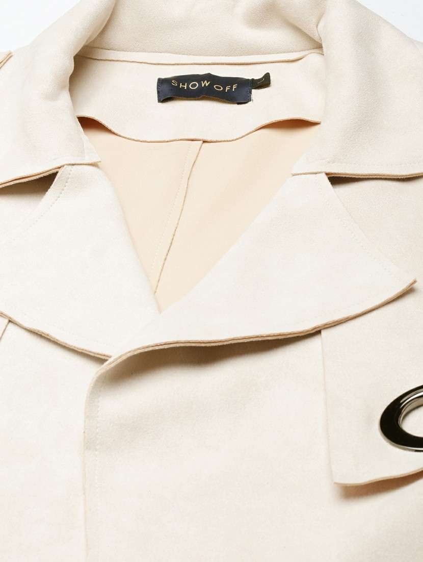 women cream solid regular jacket - 20610317 -  Standard Image - 7