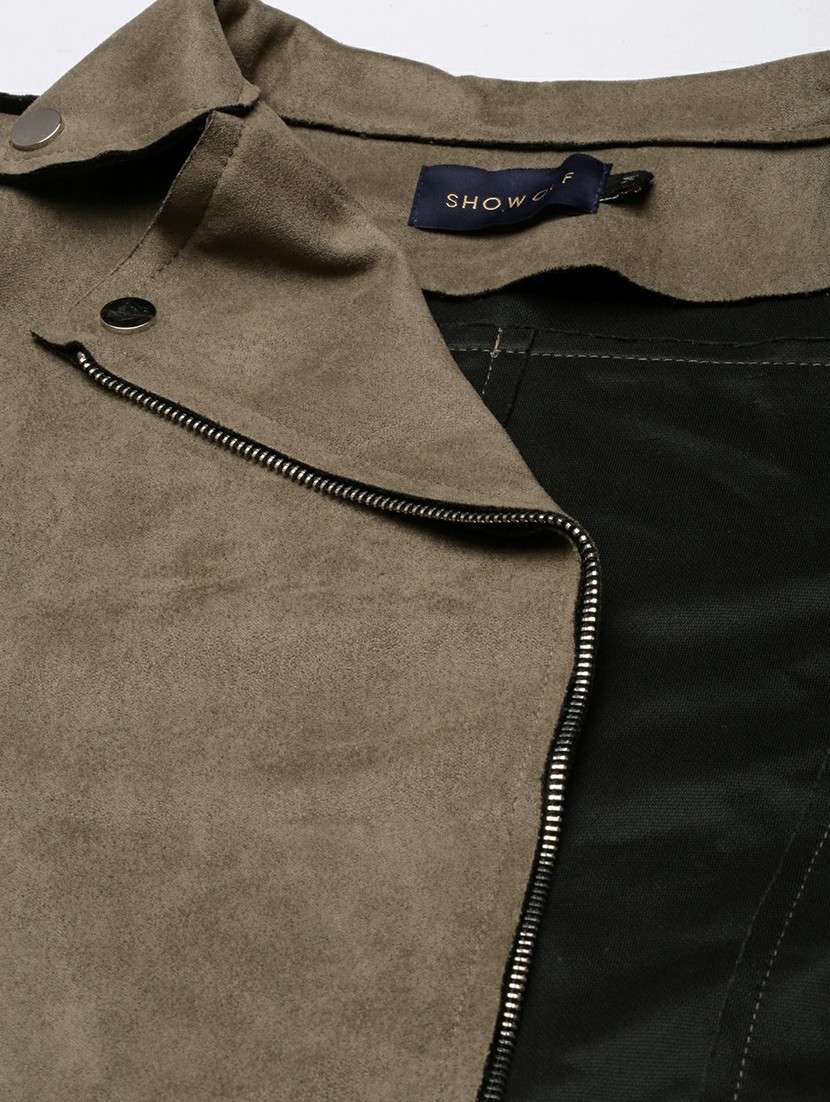 women olive solid regular jacket - 20610321 -  Standard Image - 7