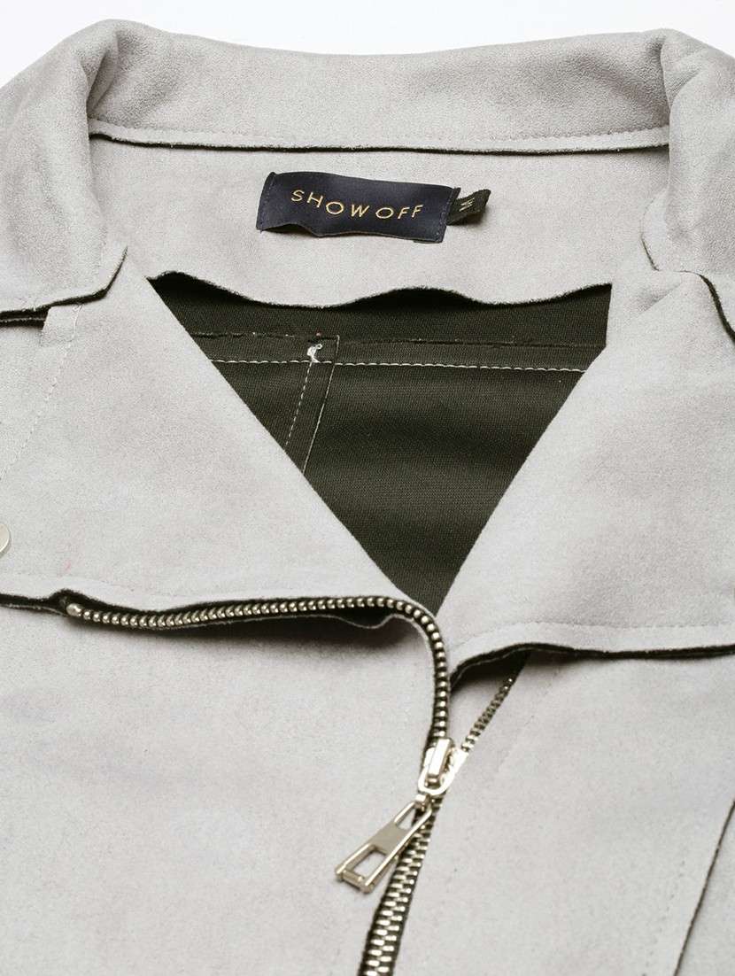 women grey solid regular jacket - 20610322 -  Standard Image - 7