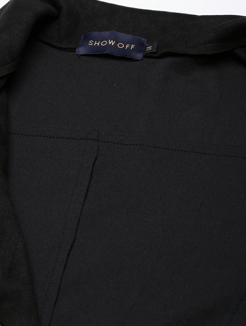 women black solid regular jacket - 20610335 - Standard Image - 7
