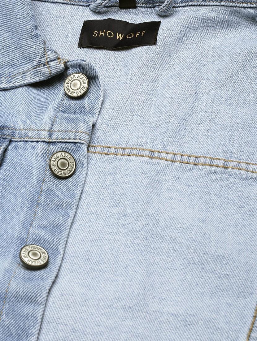 women light blue solid denim jacket - 20610348 - Standard Image - 7