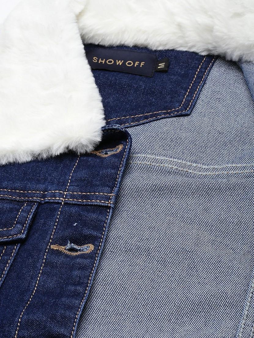 women navy blue solid denim jacket - 20610358 - Standard Image - 7
