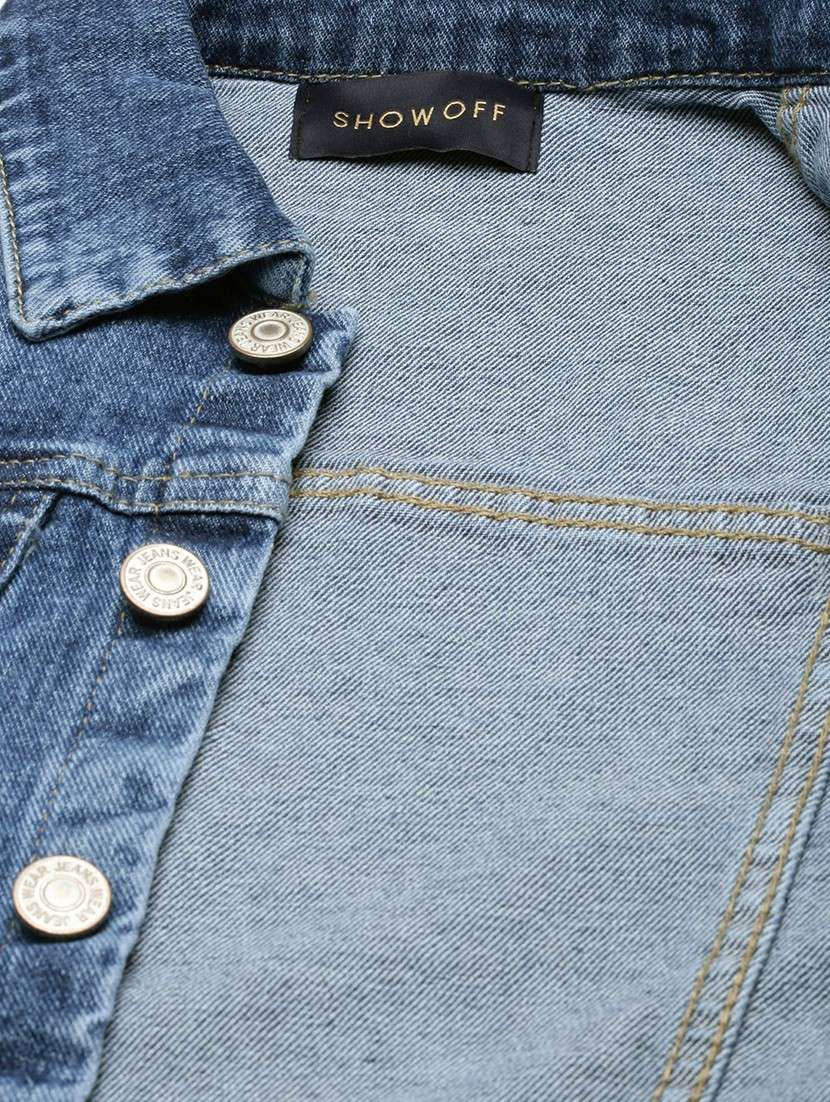 women blue solid denim jacket - 20610371 -  Standard Image - 7