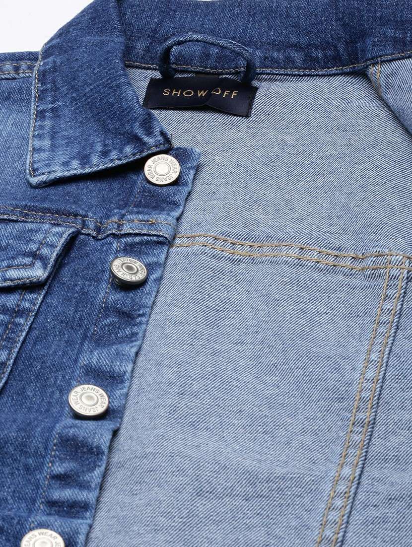 women navy blue solid denim jacket - 20610377 -  Standard Image - 7