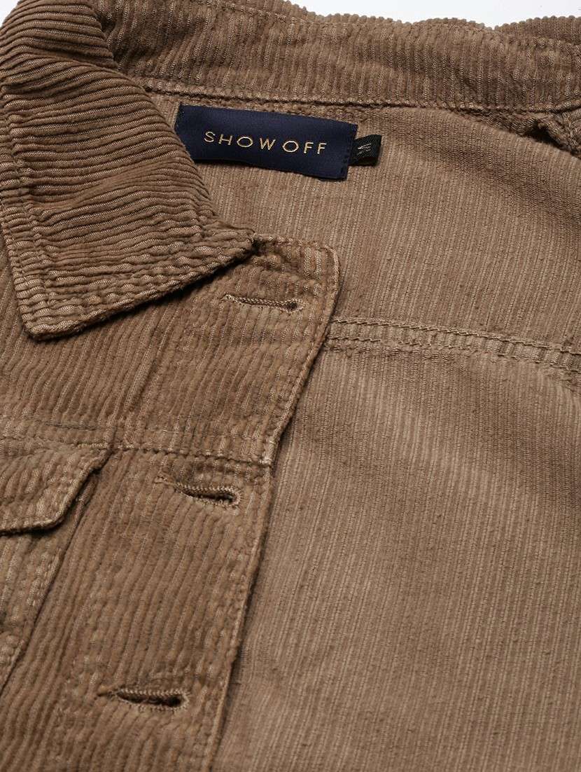 women khaki solid regular jacket - 20610422 -  Standard Image - 7