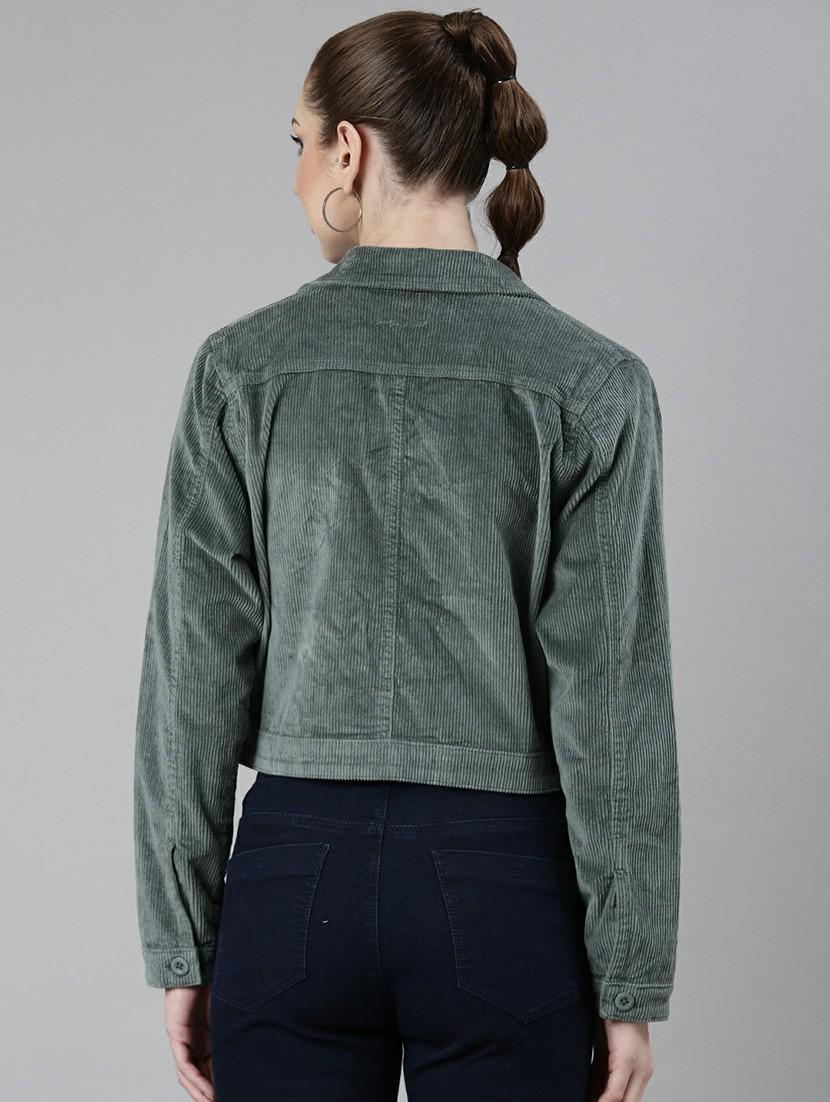 women sea green solid regular jacket - 20610425 - Standard Image - 2