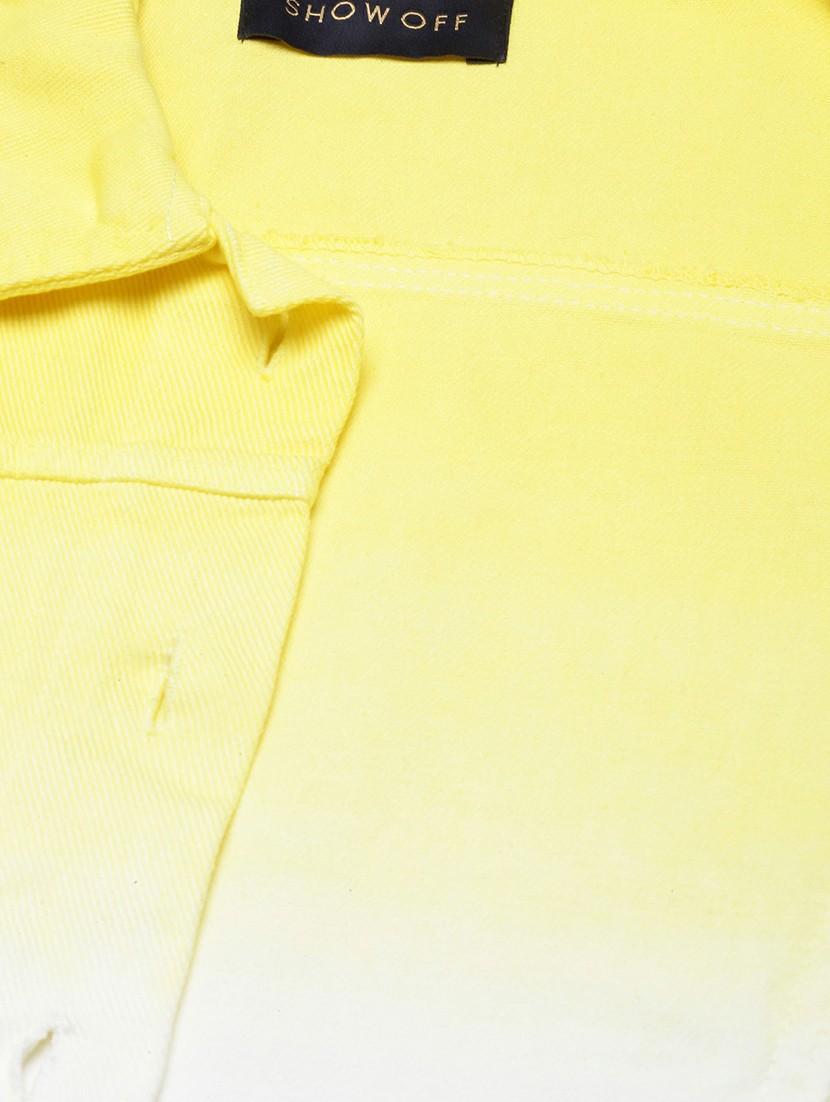 women yellow white ombre denim jacket - 20610433 - Standard Image - 7