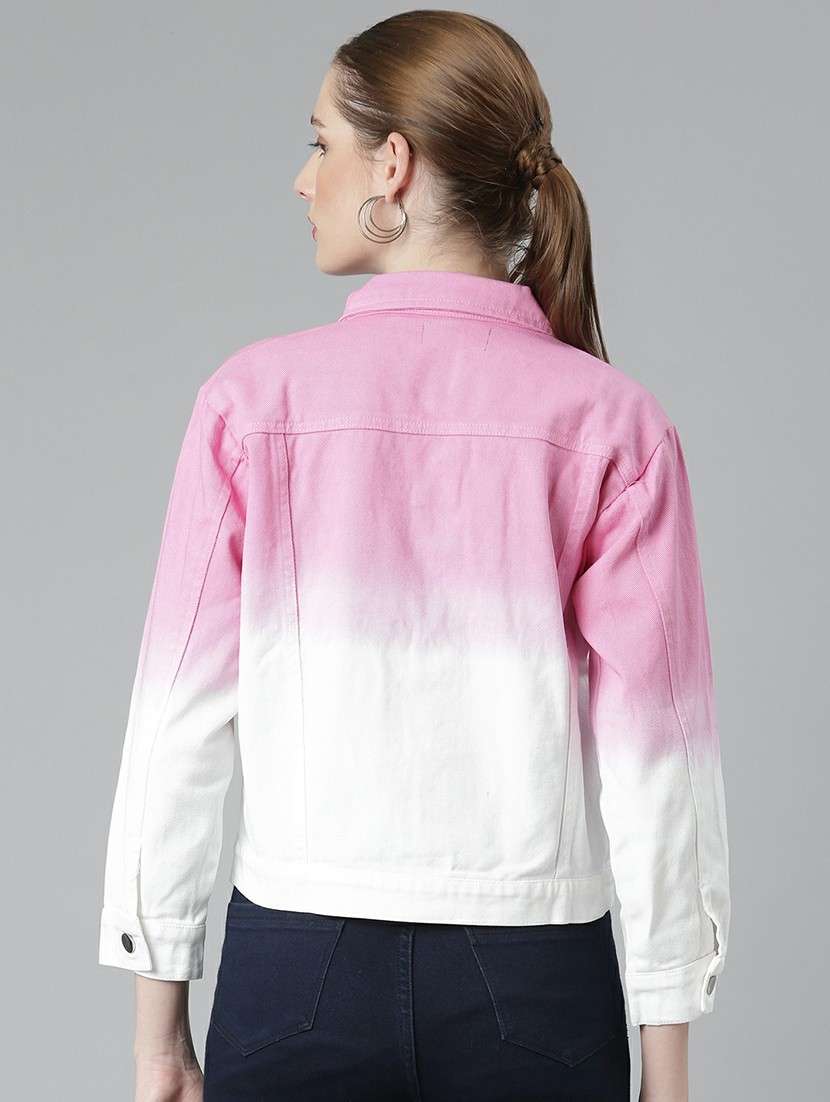 women pink white ombre denim jacket - 20610434 -  Standard Image - 2