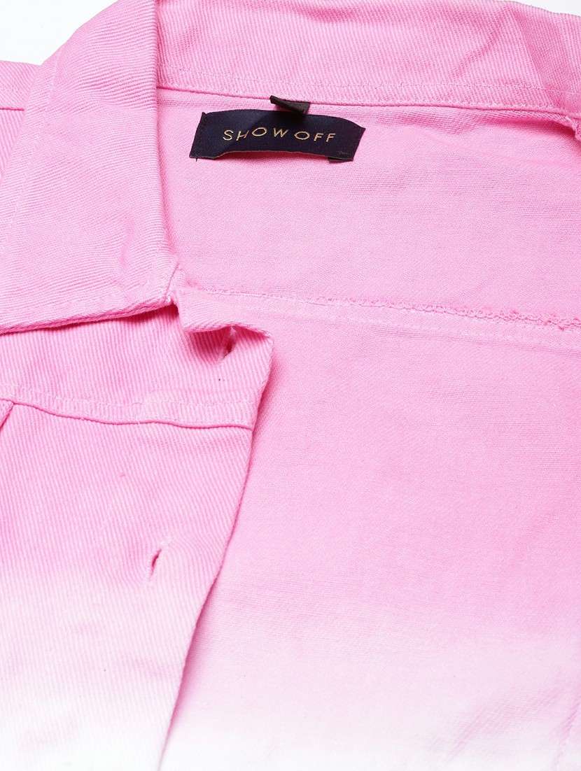 women pink white ombre denim jacket - 20610434 -  Standard Image - 7