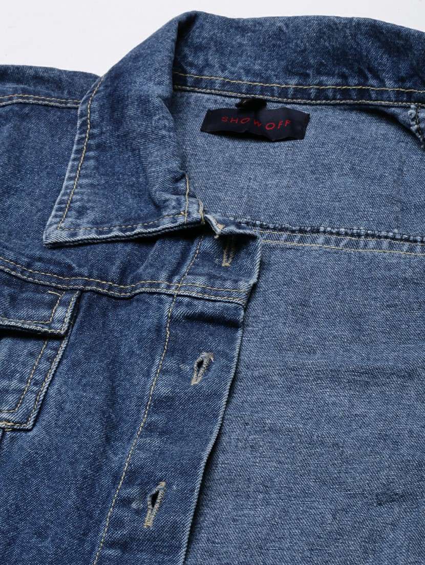 women blue solid denim jacket - 20610441 -  Standard Image - 7