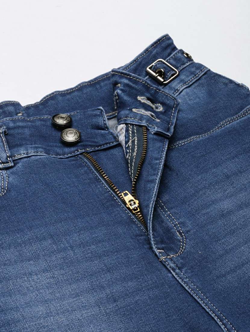 women high rise solid denim jeans - 20610450 -  Standard Image - 7