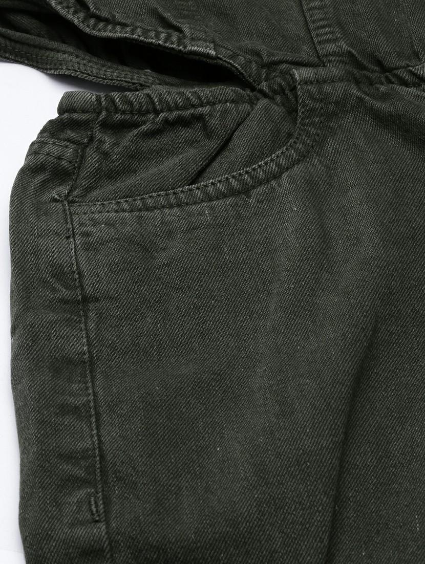 women dark olive denim full leg jumpsuit - 20610460 - Standard Image - 7