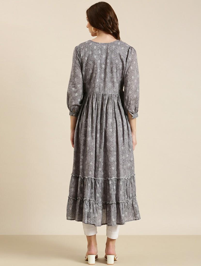women floral printed tiered kurta - 20610464 - Standard Image - 2