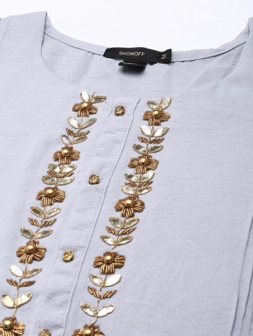grey crepe straight kurta - 20610467 - Standard Image - 7
