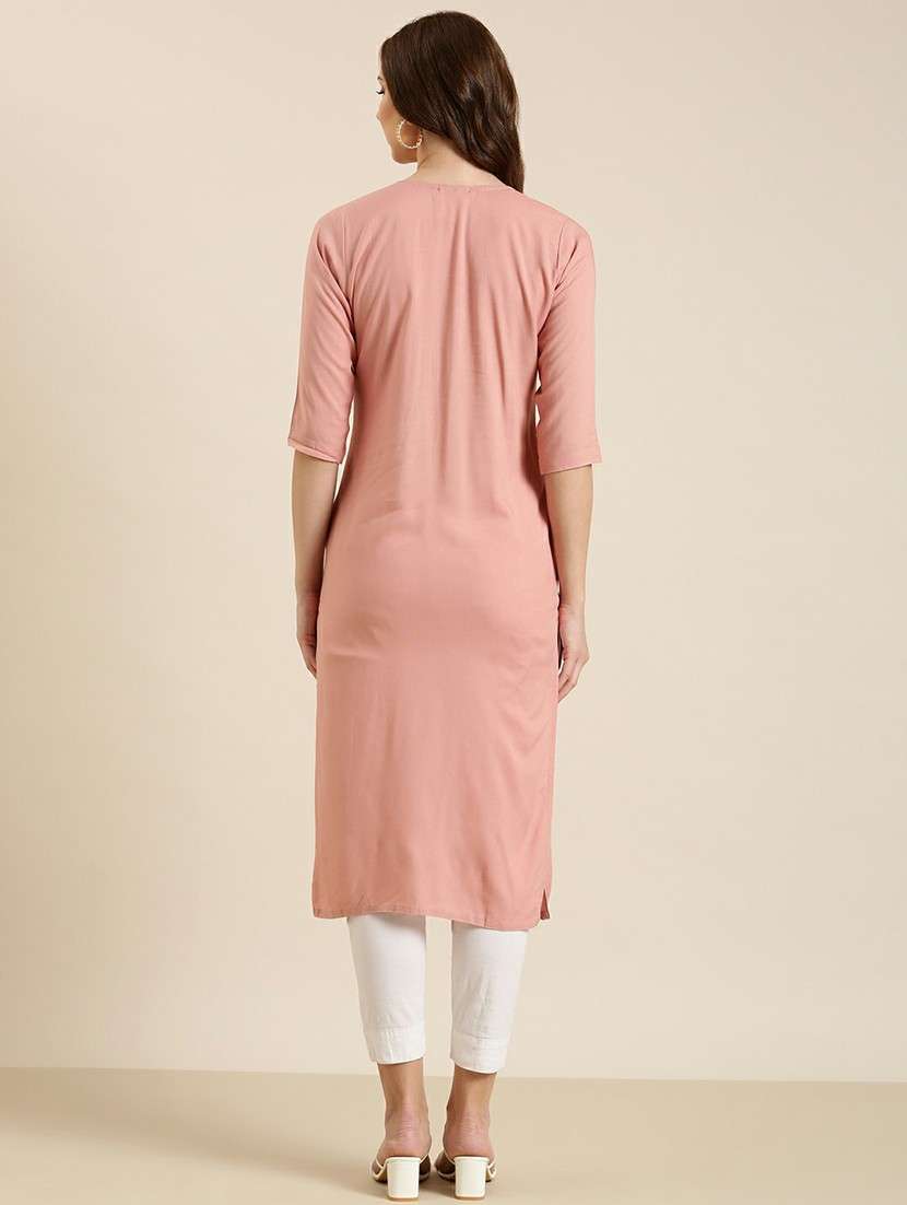 mauve cotton straight kurta - 20610472 -  Standard Image - 2