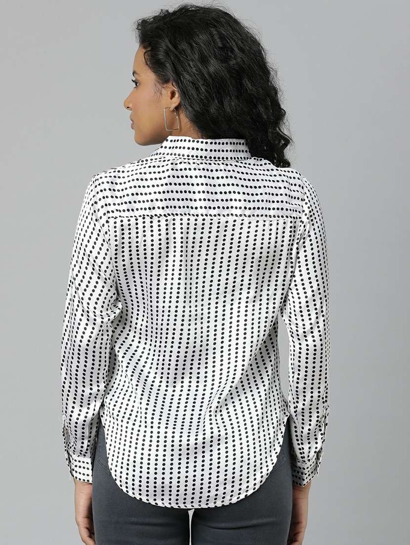 women white polka dot regular shirt - 20610507 -  Standard Image - 2