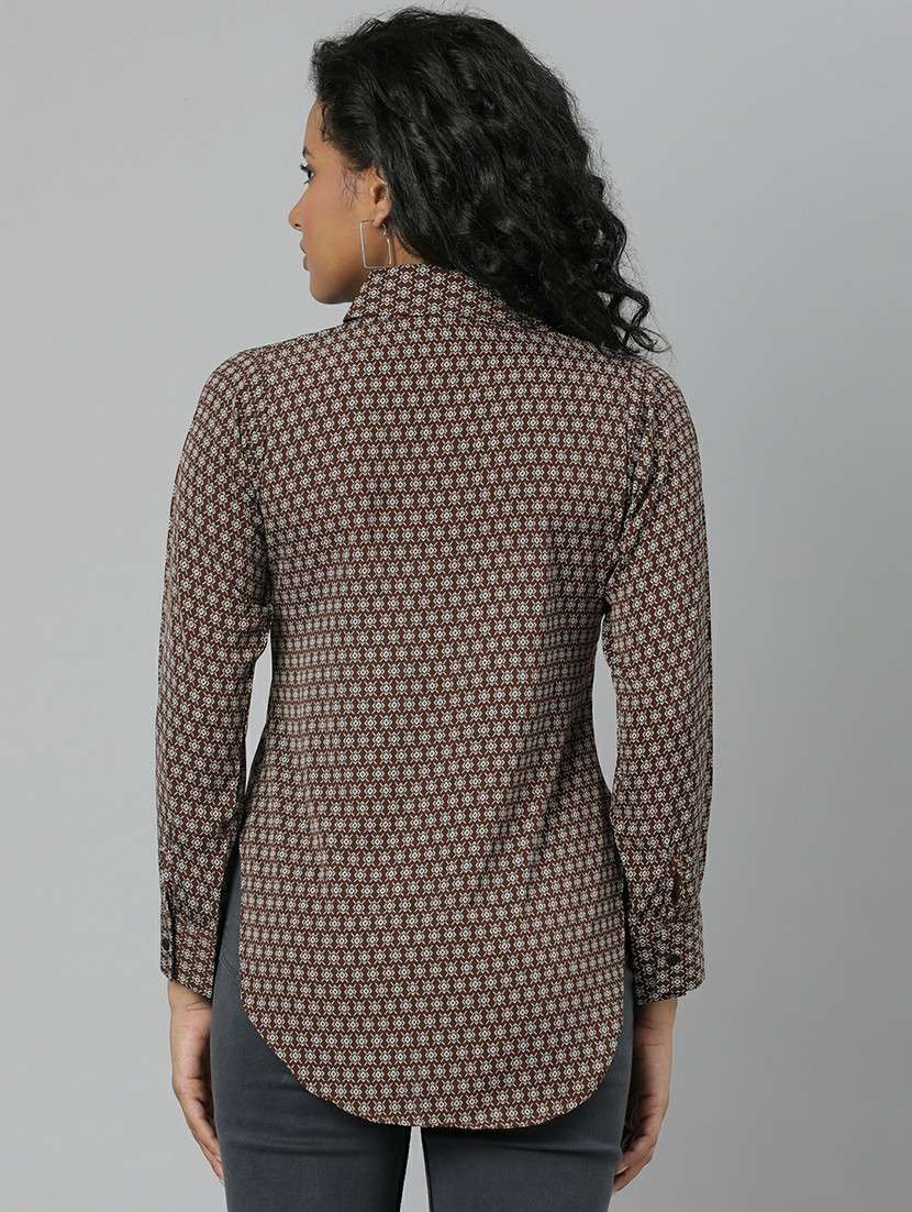 women brown & grey printed shirt - 20610511 -  Standard Image - 2