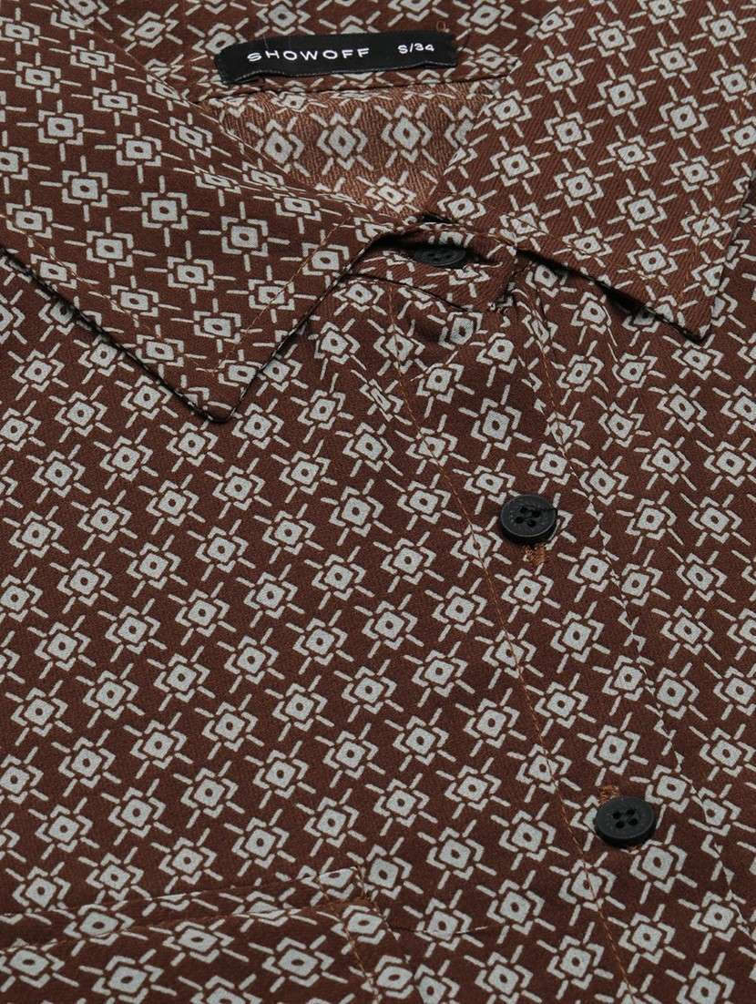 women brown & grey printed shirt - 20610511 -  Standard Image - 7