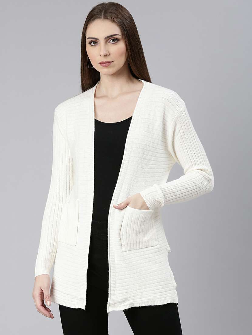 women off-white acrylic regular shrug