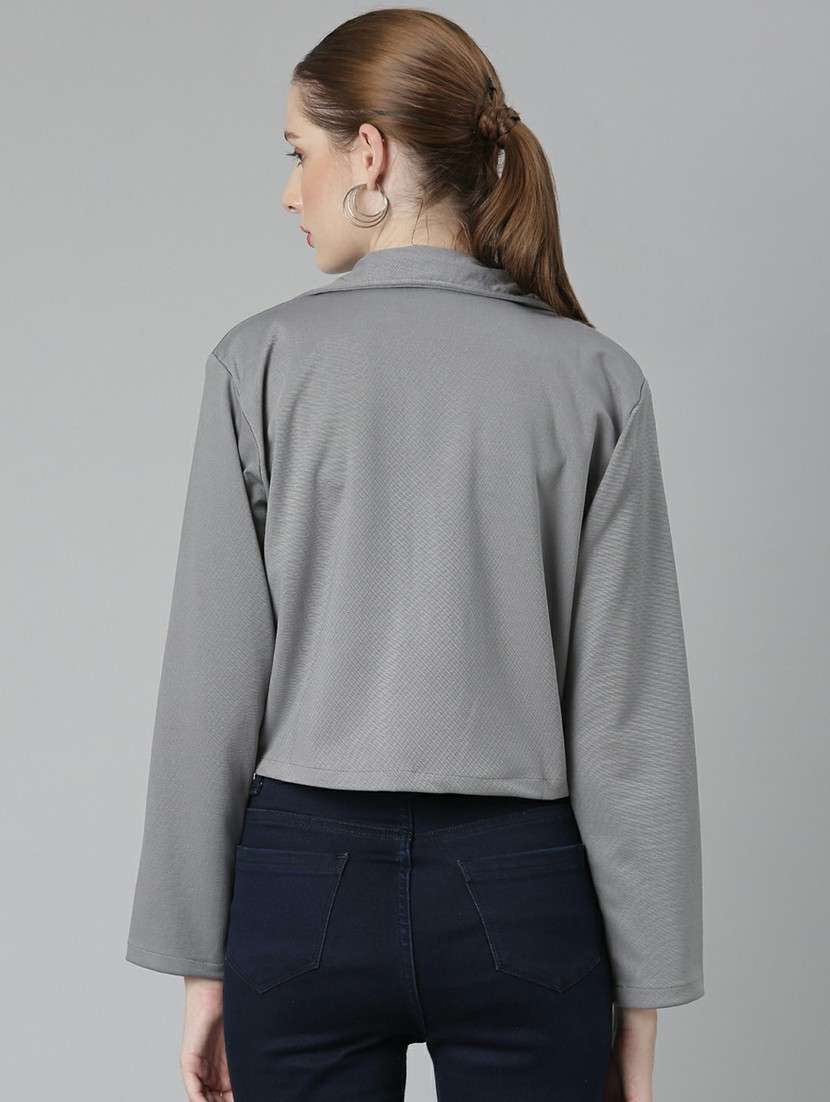 Women Grey Cotton Short Shrug - 20610522 -  Standard Image - 2