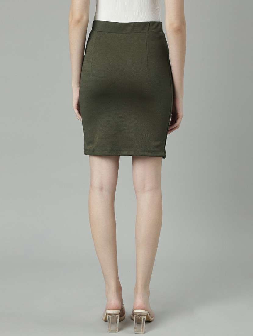 women high rise solid pencil skirt - 20610544 - Standard Image - 2