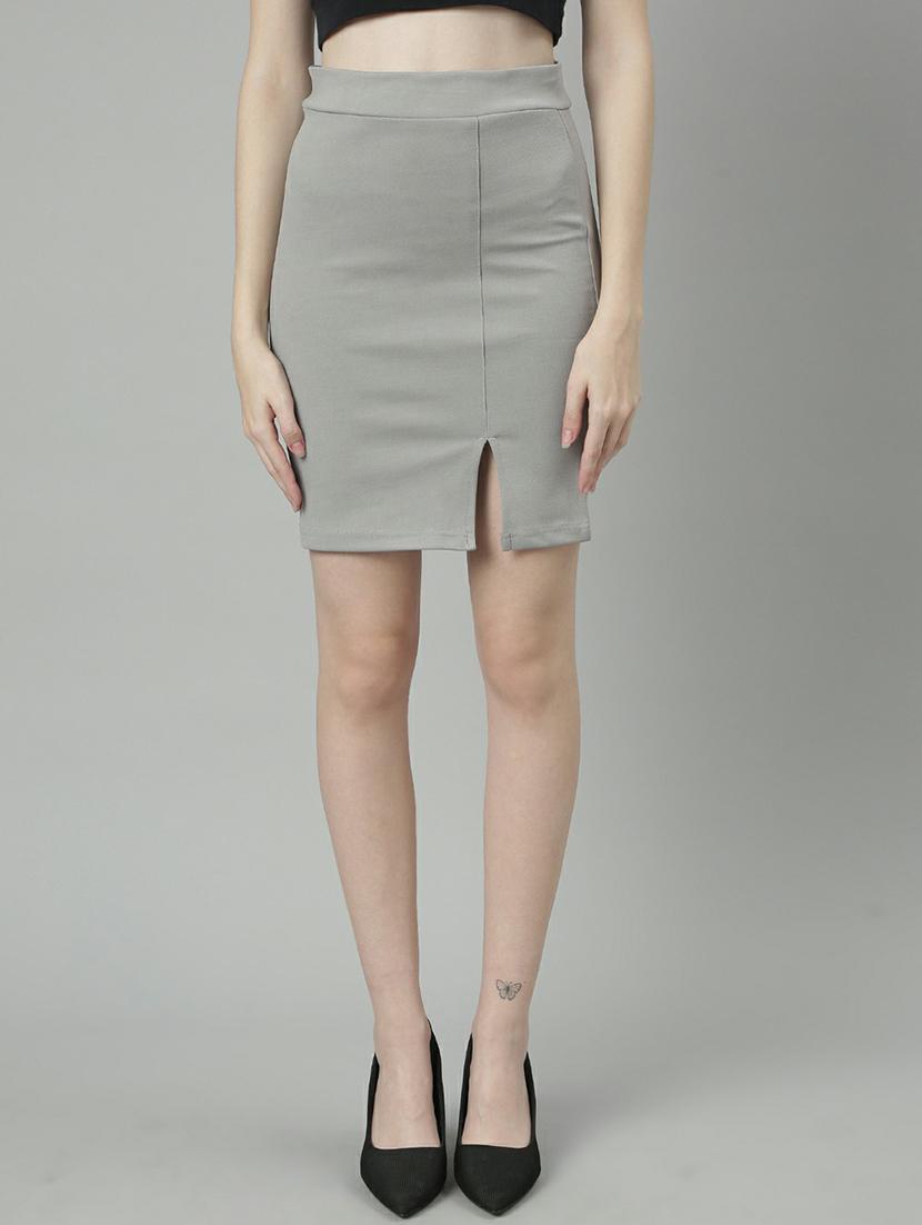 women high rise solid pencil skirt - 20610548 -  Zoom Image - 0