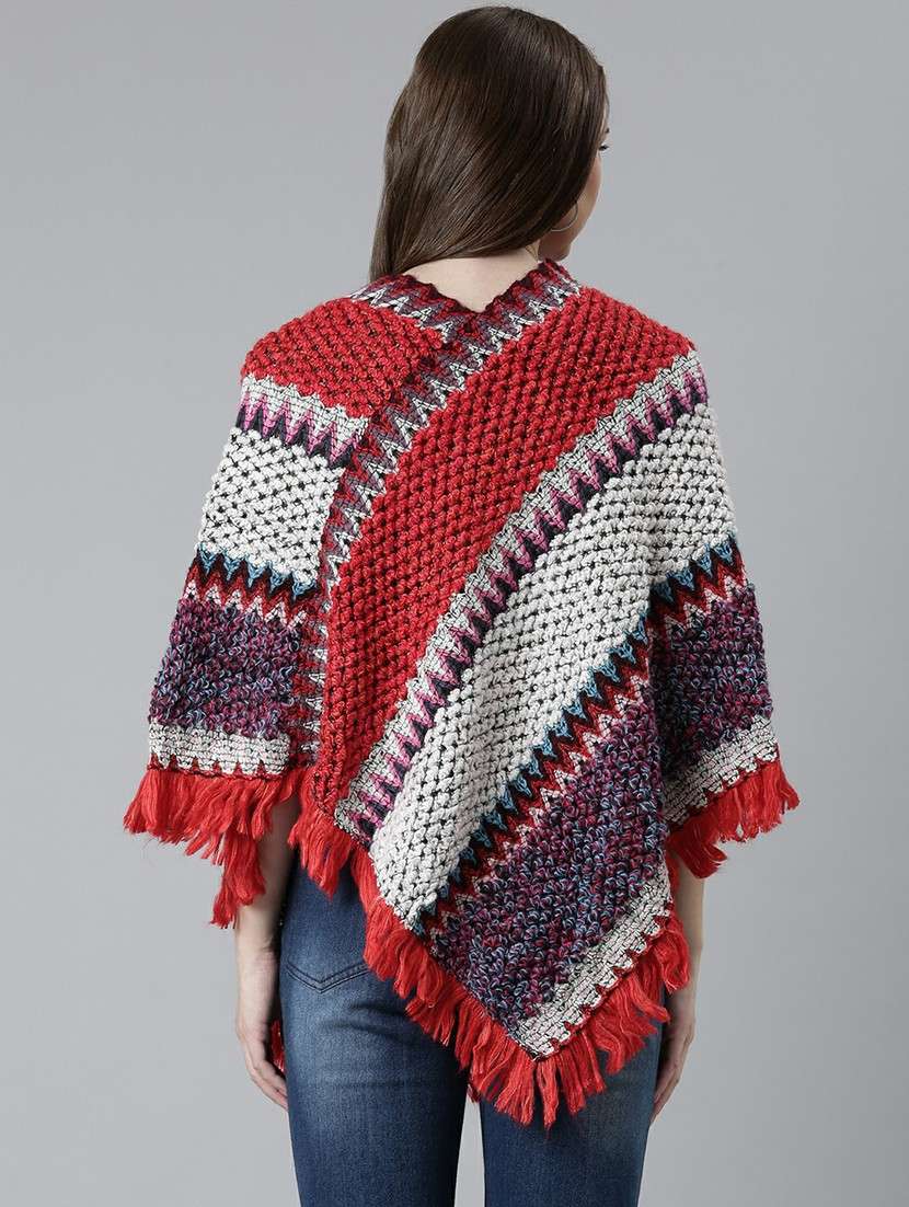 women multi colored acrylic poncho - 20610611 - Standard Image - 2