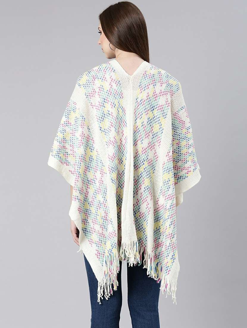 women multi color self-designed poncho - 20610629 - Standard Image - 2