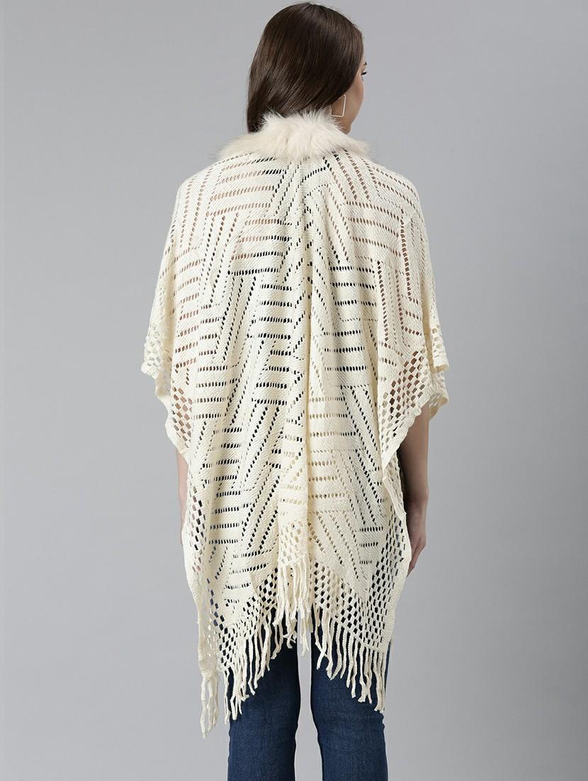 women cream self-designed poncho - 20610630 - Standard Image - 2