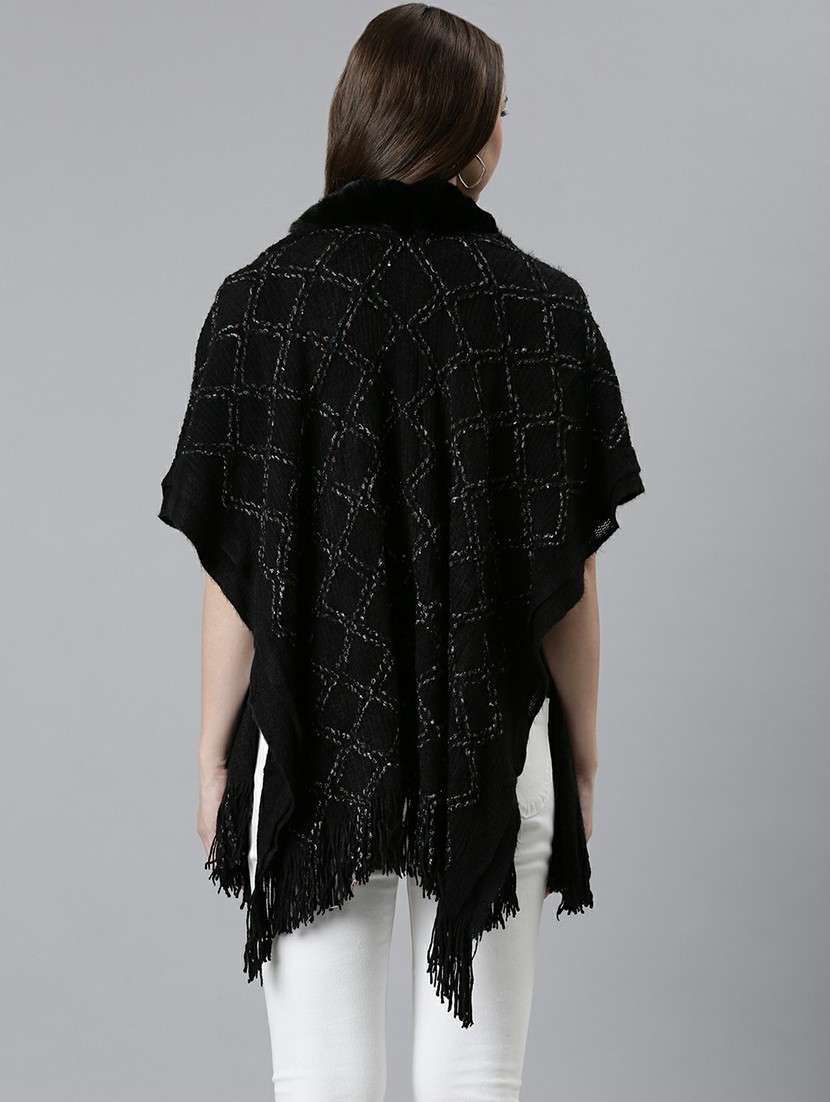 women black self-designed poncho - 20610631 -  Standard Image - 2