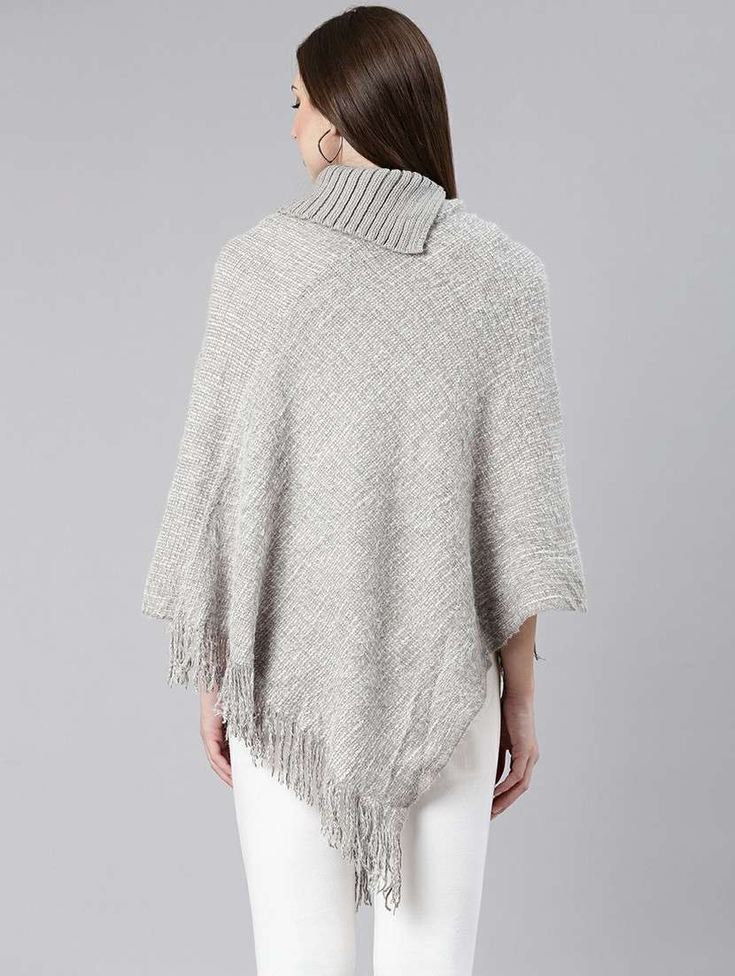 women grey self-designed poncho - 20610635 -  Standard Image - 2