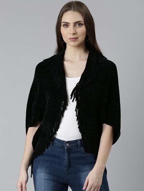 women black self-designed poncho - 20610642 - Standard Image - 0